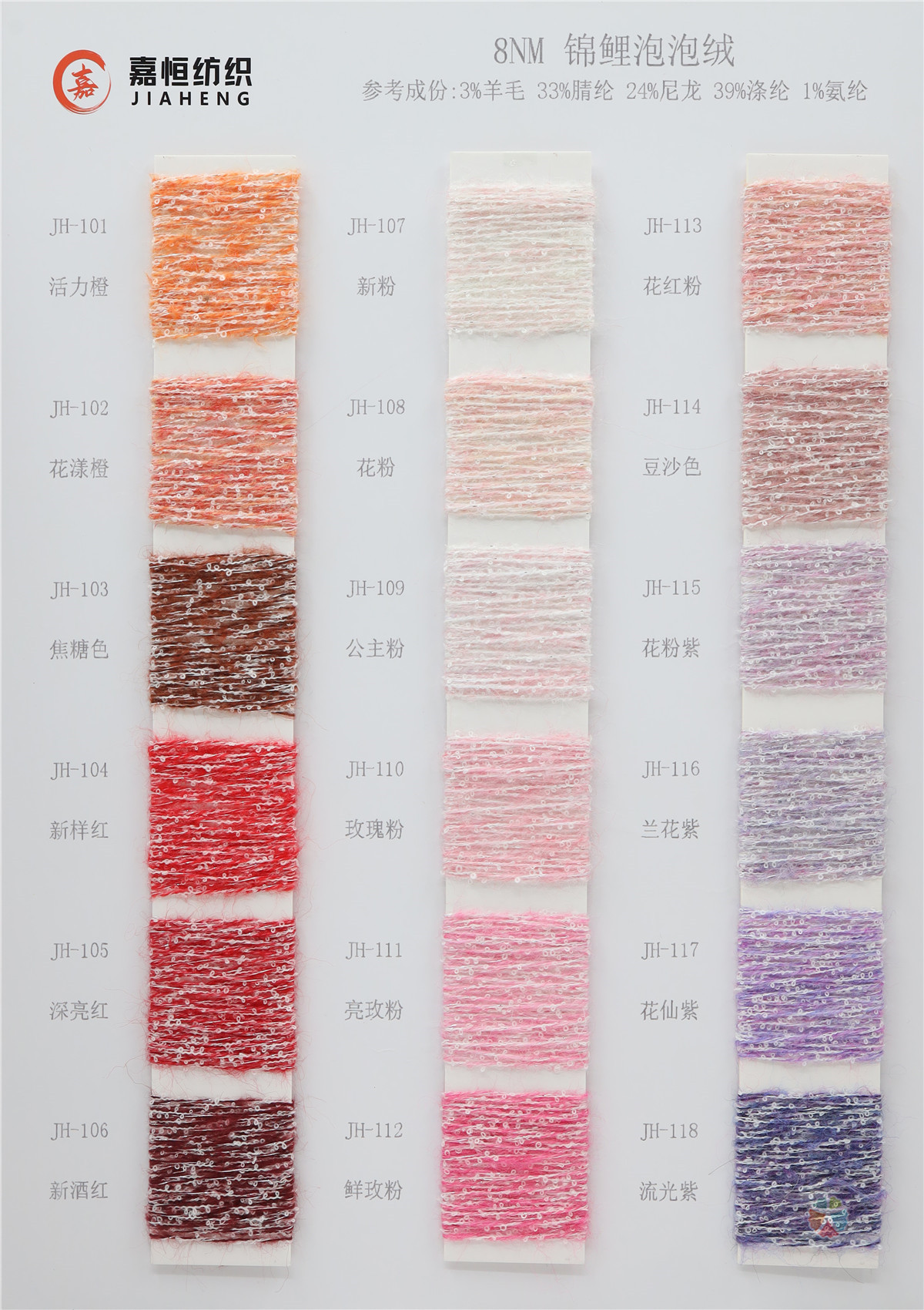 8NM 3%Wool 33%Acrylic 24%Nylon 39%Polyester 1%Spandex